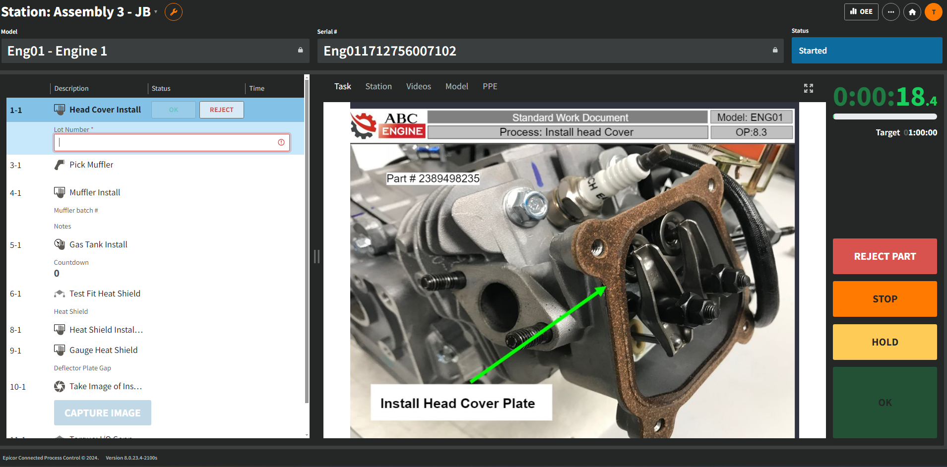 screenshot of Epicor Connected Process Control